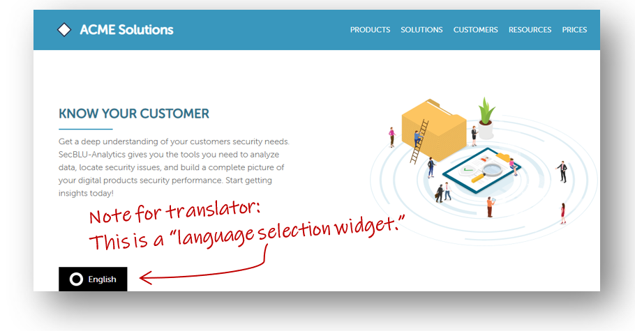 Image: A screenshot of a website with explanatory notes for a translator.
