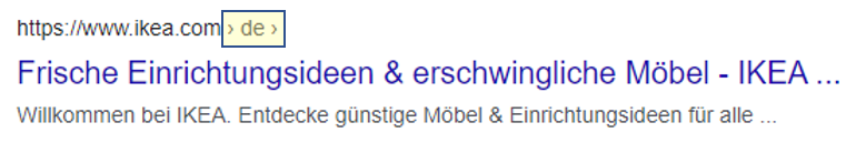 image: a screenshot of google search results with a german hreflang tag